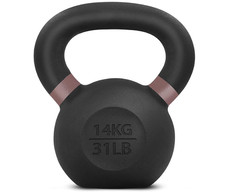 Yes4All 31 lbs Kettlebell Powder Coated Cast Iron with Wide Handle  Flat Bottom