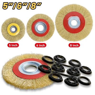 5" 6" 8" Wire Brush For Angle Grinder Rotary Die Grinder Removal Wheel +Reducers - Image 1 of 4