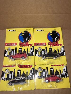 Lot 3 Voitures Ertl Dick Tracy – Échelle 1/64 – 1990 – Métal Et Plastique – Occasion