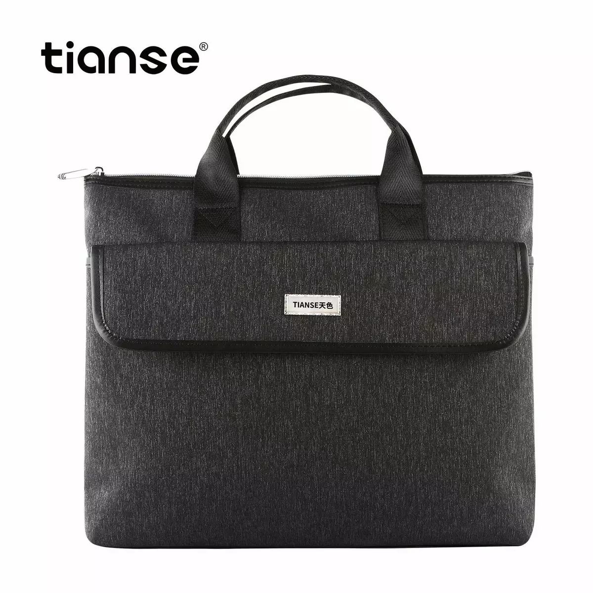 TIANSE Waterproof Black Business Handbag Classic Nylon Zip Work