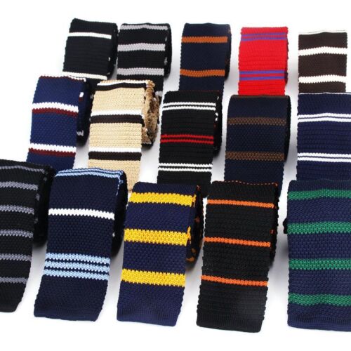 Striped Knitted Plain Skinny Ties Men Fashion Neckwear Suit Accessories Necktie - Afbeelding 1 van 30