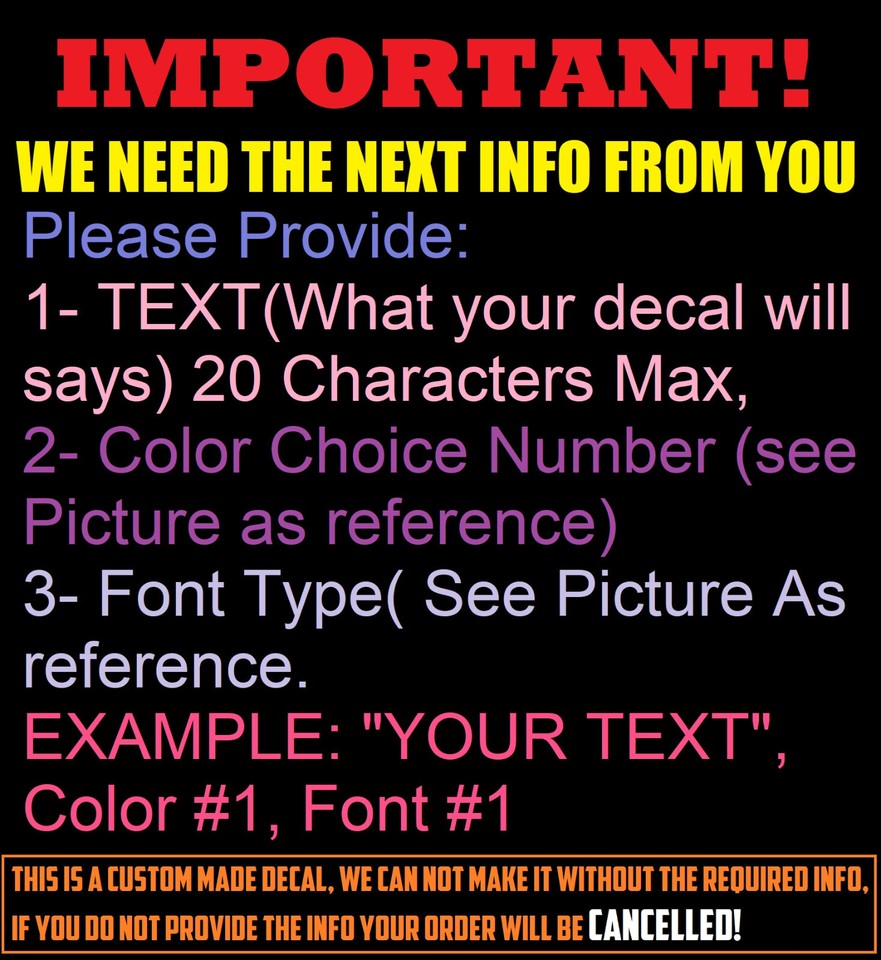 CUSTOM TEXT NAME Personalized Vinyl Lettering Decal Sticker , Car, Door ...