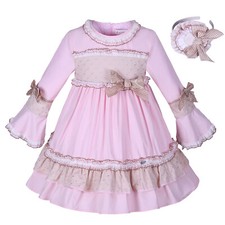 Pettigirl Spanish Pink Long Sleeves Dress Holiday Party Dress for Girls 2-12Y