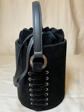 Meli Melo Black Santina Medium Bucket Bag Velvet & Leather Nwt