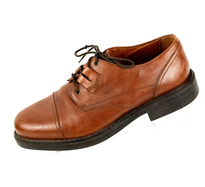 Brown Leather Cap Toe Shoes SZ 10 Italian Made Bacco Bucci 