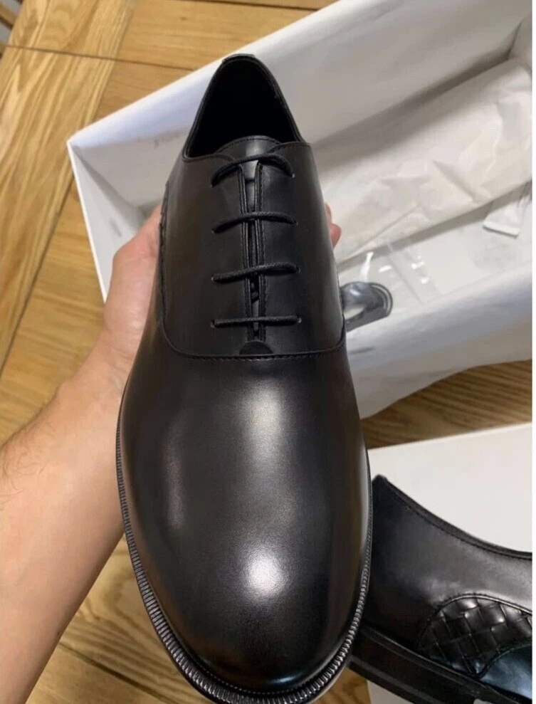$890 Bottega Veneta Mens Dress Shoes Leather Black Oxford Lace Up ef2023