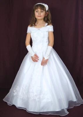 Kommunionkleid Kommunionskleid Festkleid Bolero Jacke Tasche Handschuhe Reifrock