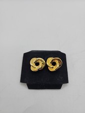 Vintage Pierced Earrings Unsigned. 5" Goldtone Knot Well Made Beautiful