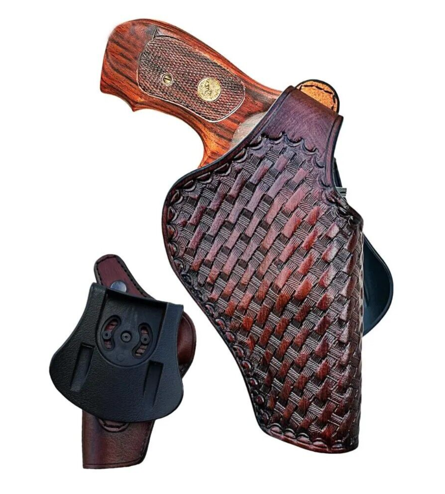 Leather Paddle Holster Fits Taurus 856 Defender, Model 605 or 692 - Handmade