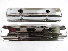 Chevy 283 327 350 Steel Valve Cover Set Short w/ Oil Fill hole Chrome E41506C