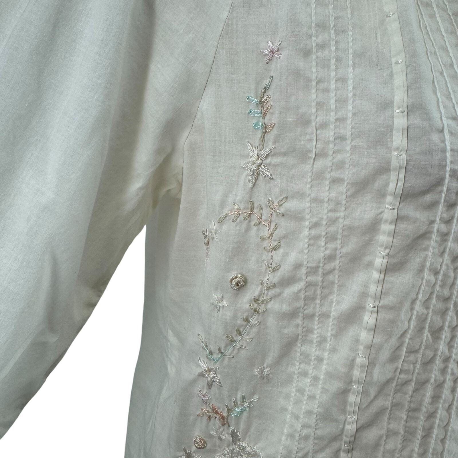 Contrepoint Embroidered Button Down M Vintage Dra… - image 12