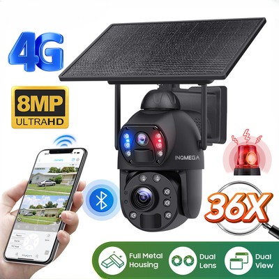 4K 8M 36x Zoom 4G Solar Camera Outdoor Wifi Dual PIR Human Detection Cameras