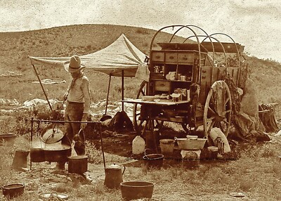 Wild West Texas Cowboy Chuck Wagon PHOTO Old West Cookie BBQ  Chuckwagon Camp