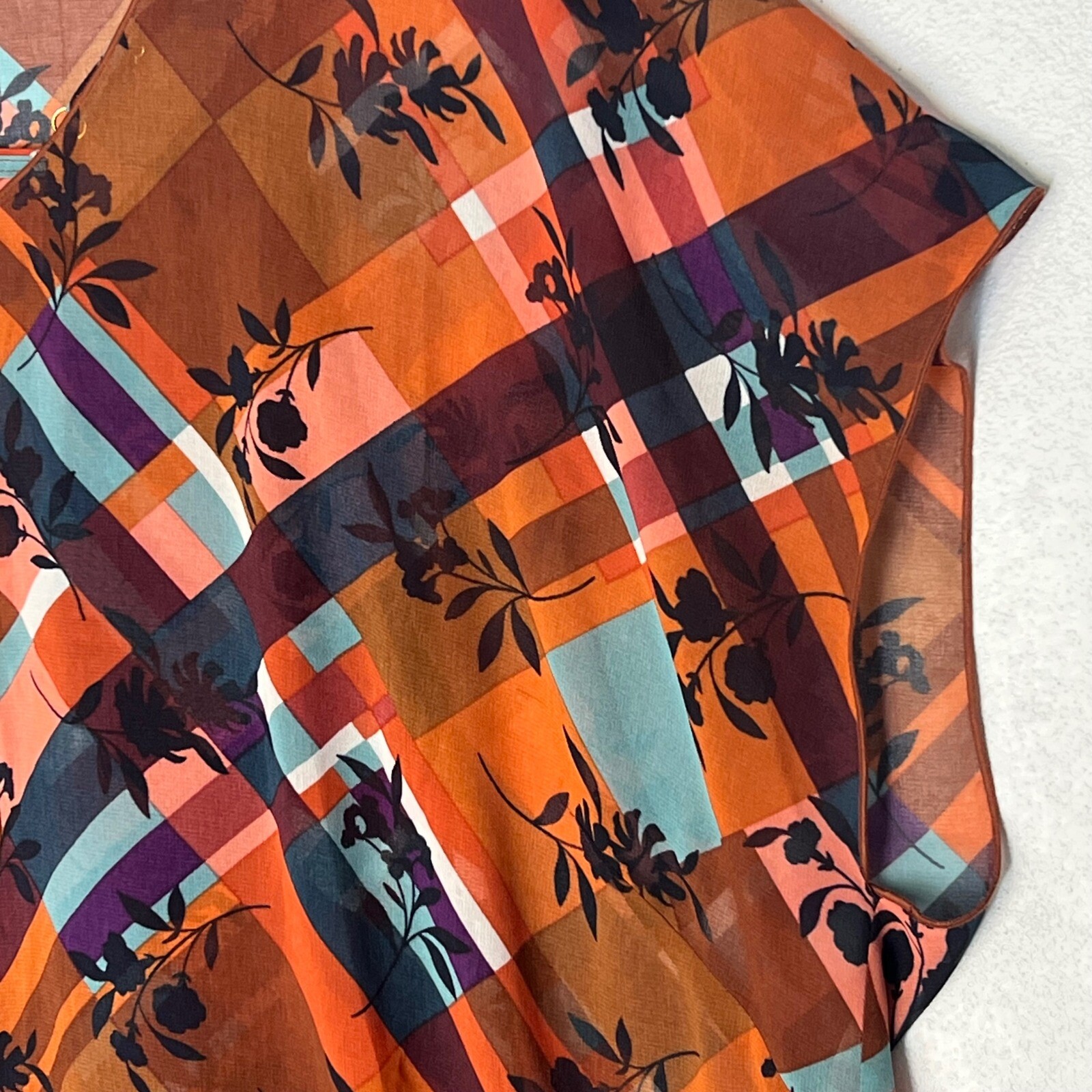 Cabi 2 Piece Sheer Blouse Top Cami Floral Plaid P… - image 9