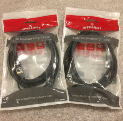 Lot of 2!! Intellinet Network Solutions 5ft Cat6 UTP Patch Cable RJ45 Connector