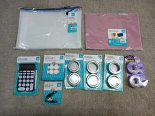 Pen + Gear Lot Of 9 Zipper Pouch File Pockets Calculator Hole Punch Containers