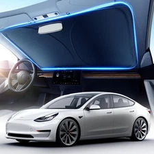 [2025 Upgrade] DMJN Windshield Sun Shade Car, [100% Bolck & Medium, Black 