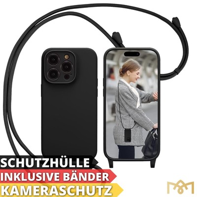Hülle mit Band Kordel für iPhone 15 14 13 12 SE 3 Handykette Silikon Schnur Dünn