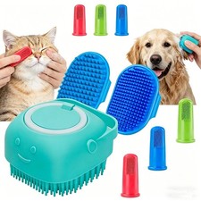 Pet Dog Cat Silicone Softy Massage Bath Brush Scrubber Shampoo Dispenser- -