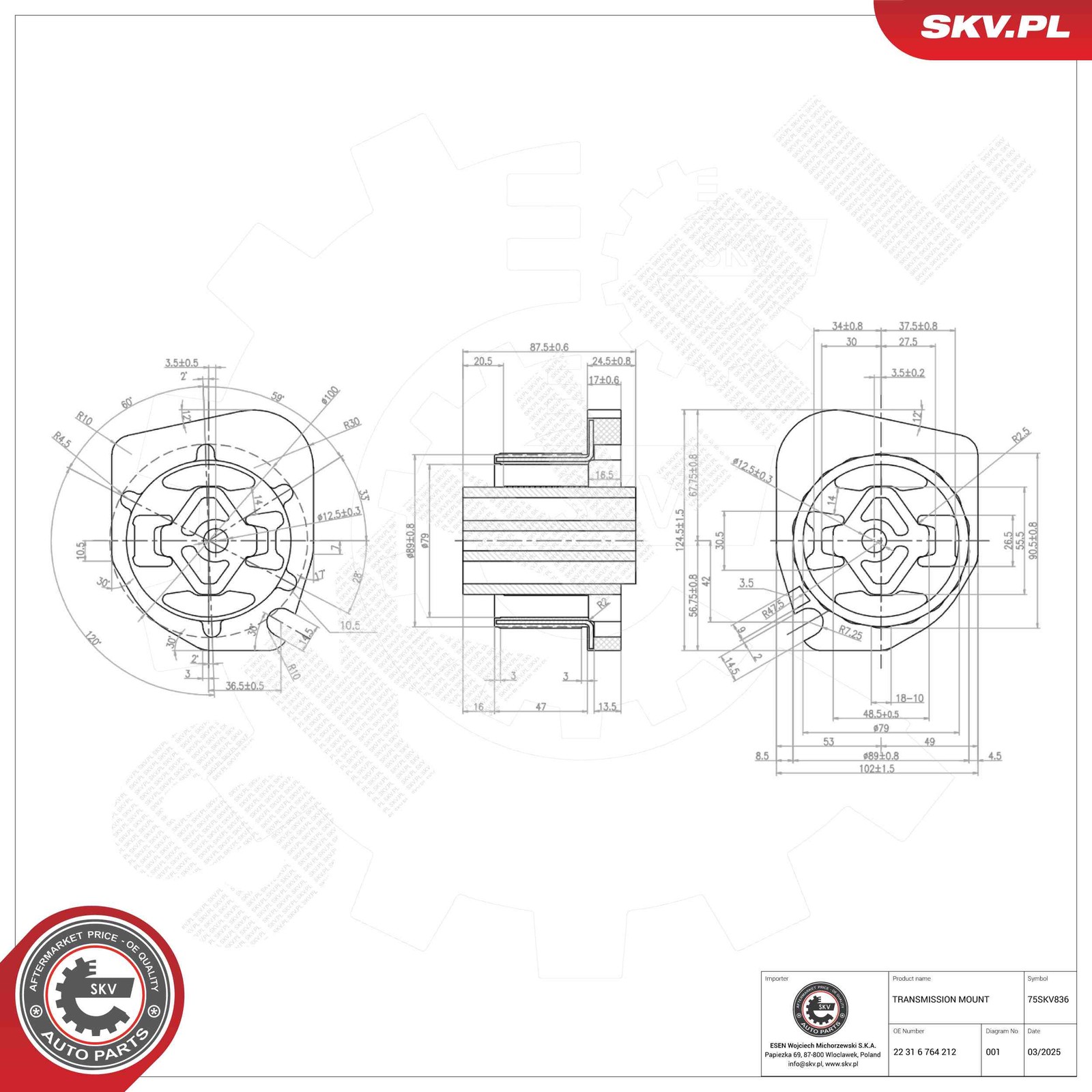Fits SKV GERMANY 75SKV836 GEARBOX CUSHION 75SKV836   ⭐UK Stock⭐