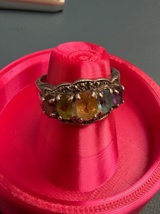 Vintage CNA  925 Sterling Silver - Multi- Colored Gem Ring Colors SZ 8.75 5.7G
