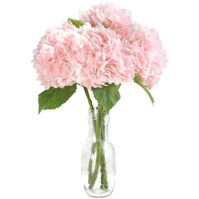4 Pcs Real Touch Blush Pink Hydrangea Artificial Flowers, 20'' Full Faux Hydra...