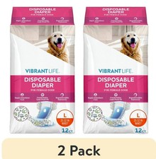  2 pack Vibrant Life Dog Diapers - Female Dog size Lg - 12ct open package 