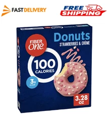 Fiber One 100 Calorie Donuts, Strawberries and Creme, 3G Sugar, 4 Count, 3.28 Oz