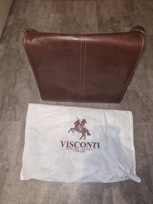 Visconti Leder Laptoptasche Umhängetasche Unitasche 37x31x9cm Ölbraun wie neu!