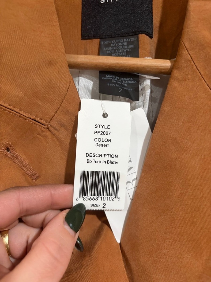 Smythe Desert Brown Double Breasted Tuck In Blazer Size 2 NWT