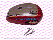 BSA A75 MARK 2 RED CHROMED STEEL FUEL PETROL TANK with badges CAP TAP/FIT FOR