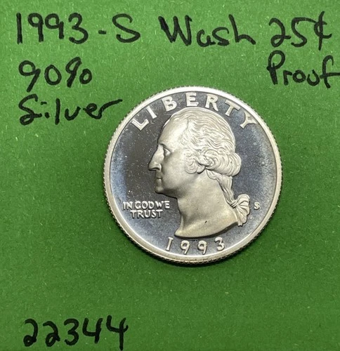 1993-S Washington Quarter 25c Gem DCam Proof 90% Silver US Coin See Pictures