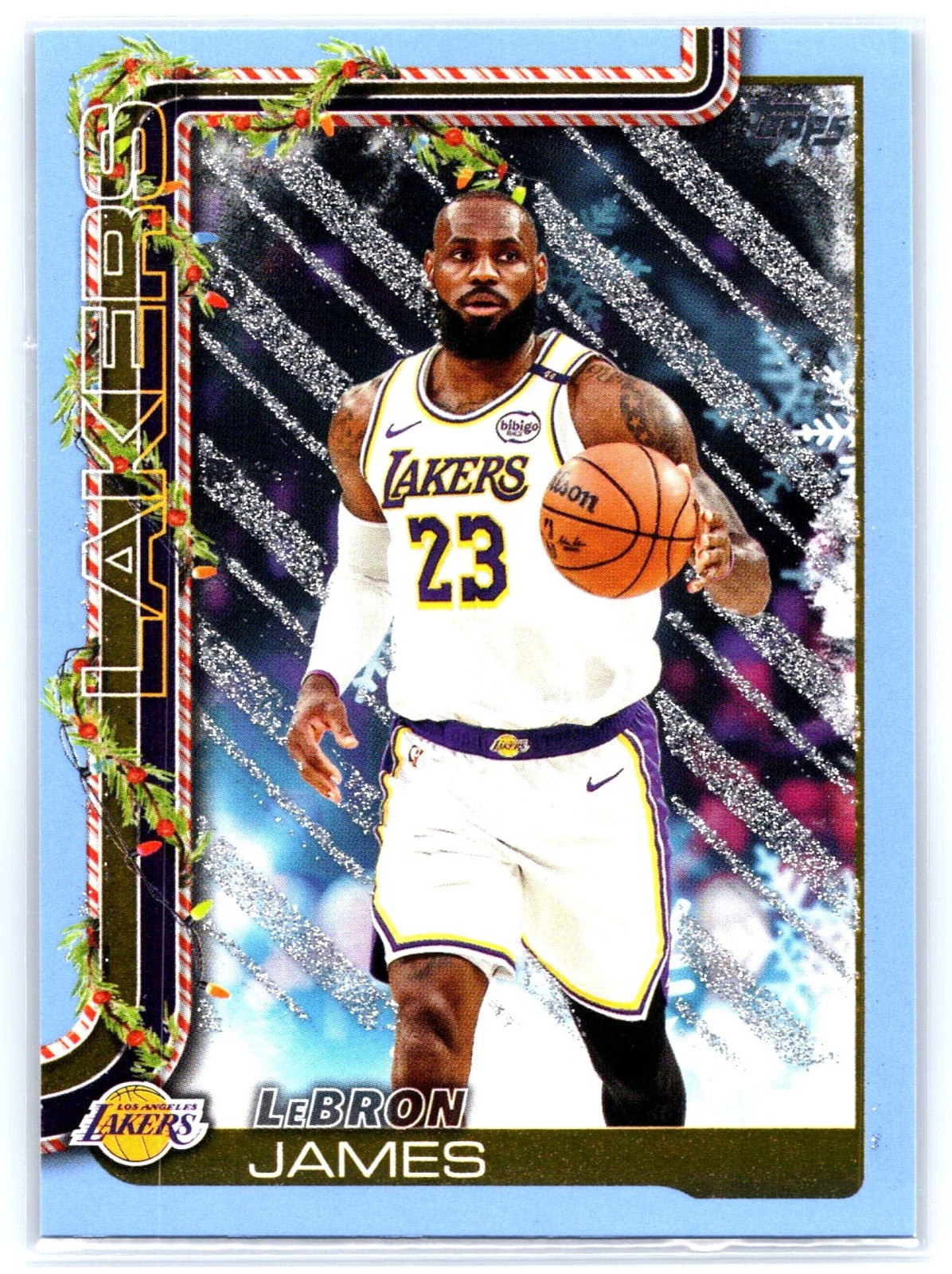 LeBron James 2025-2026 Topps Holiday Light Blue and White Glitter #H119 Lakers