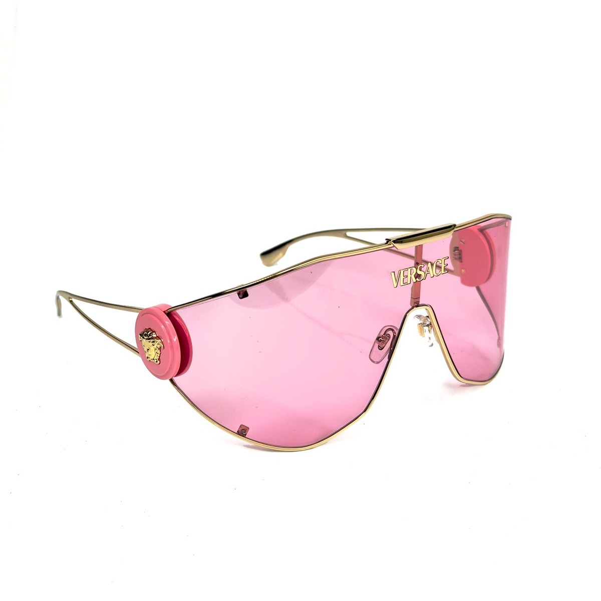 Versace Hot Pink Transparent Sunglasses with Gold Medallions VERSACE VE2268 GEOMETRIC MEDUSA SHIELD Gold Pink 2268 Unisex  main image 2