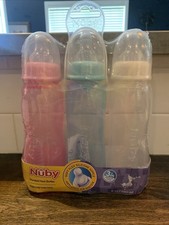 Nuby Standard Neck Bottles 3 pack - Pink, Blue Cream
