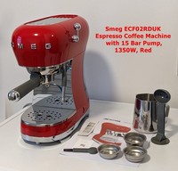 Smeg ECF02RDUK Red Espresso Coffee Machine 15-Bar Pump 1350W
