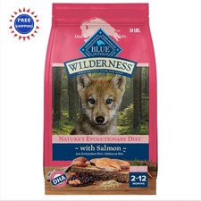 Blue Buffalo Wilderness High Protein Natural Dry Food Puppies Salmon 24lb Bag 5.00 per pound