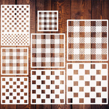 8 Pcs Check Stencil Buffalo Pattern Stencils Reusable Checkerboard Stencils for