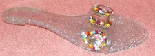 New BETSEY JOHNSON MADILYN CLEAR JELLY SLIDES WITH GEMS  BEADS 8 M