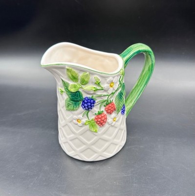 Vintage Berry Pitcher Otagiri Japan Ceramic Raspberry Blackberry Cottage 1970s