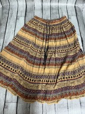 Women  s Sag Harbor Peasant Skirt Boho Hippie Flowy Tan Sz Large 90s Y2K