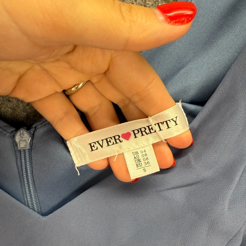 Nuevo Vestido Ever Pretty Mujer S Pequeño Azul Funda Midi Cremallera Cuello en V Manga Corta Foto 3 de 4