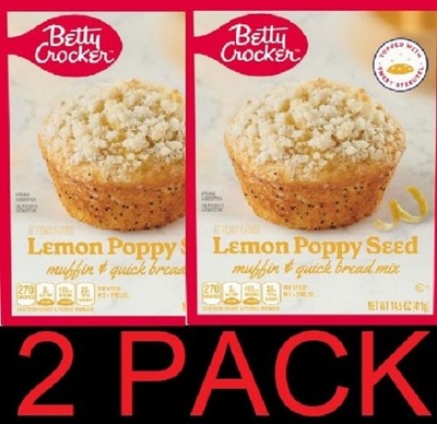 Betty Crocker Lemon Poppy seed Muffin & Quick Bread Mix  14.5 oz Box - 2 PACK