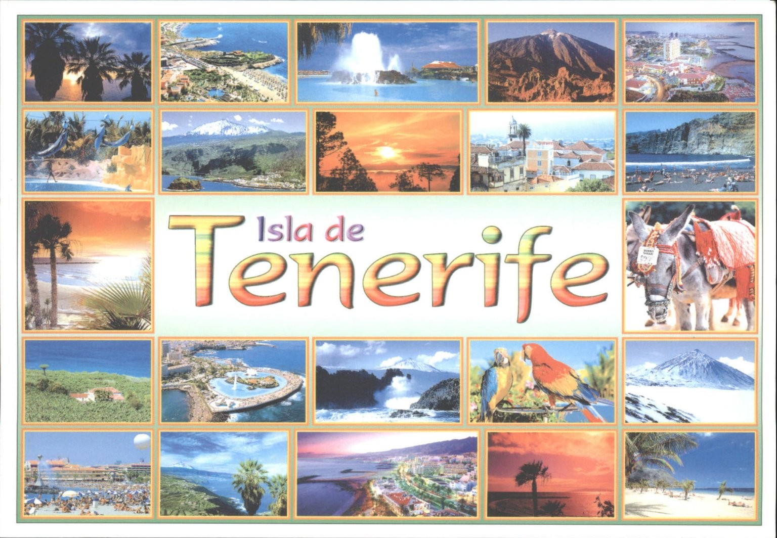 Isla de Tenerife Spain Multi-View Postcard Collage Volcano Beaches Sopoto 2002