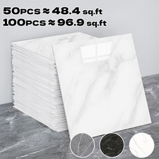 50/100PCS PVC Wall Panels Self-Adhesive Cut-to-Size Backsplash Tile for Kitchen