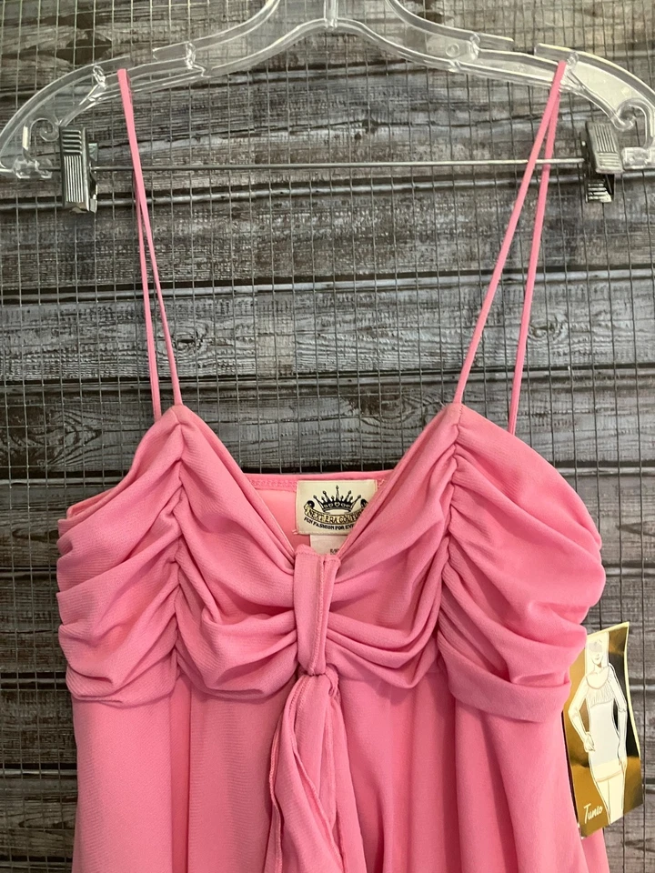 De Colección Y2K Next Era Alta Costura Rosa Asimétrico Hada Grunge Malla Túnica Tanque Boho XL Foto 2 de 4