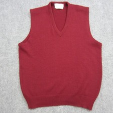 Lord Jeff Sweater Vest Mens Large Red V-Neck Sleeveless Pullover Made in USA VTG