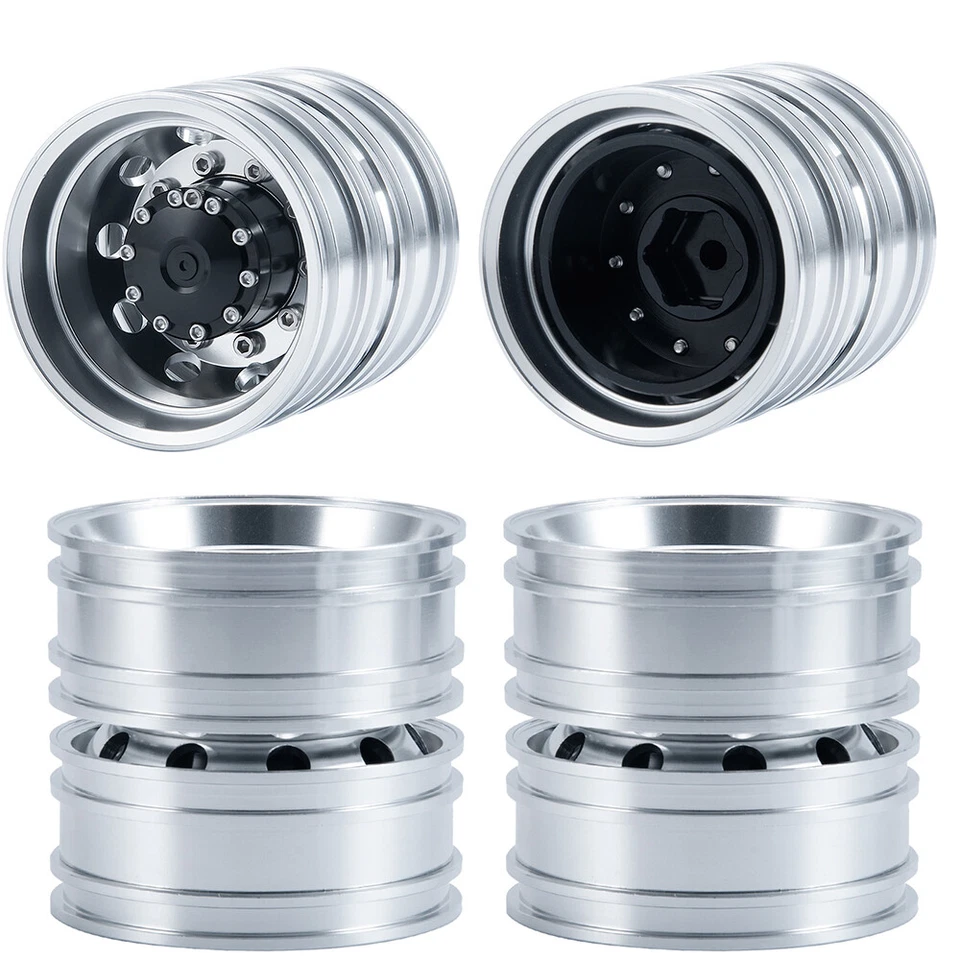 4PCS Aluminium Rückseite Felgen für 1/14 Tamiya Tractor Truck RC Car - Bild 4 von 4