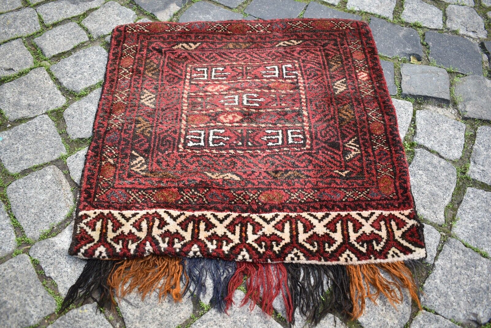 Fabulous Antique Rare Bag Rug 1'6 x 1'7 ft, Collector's Piece Tribal Torba Rug  