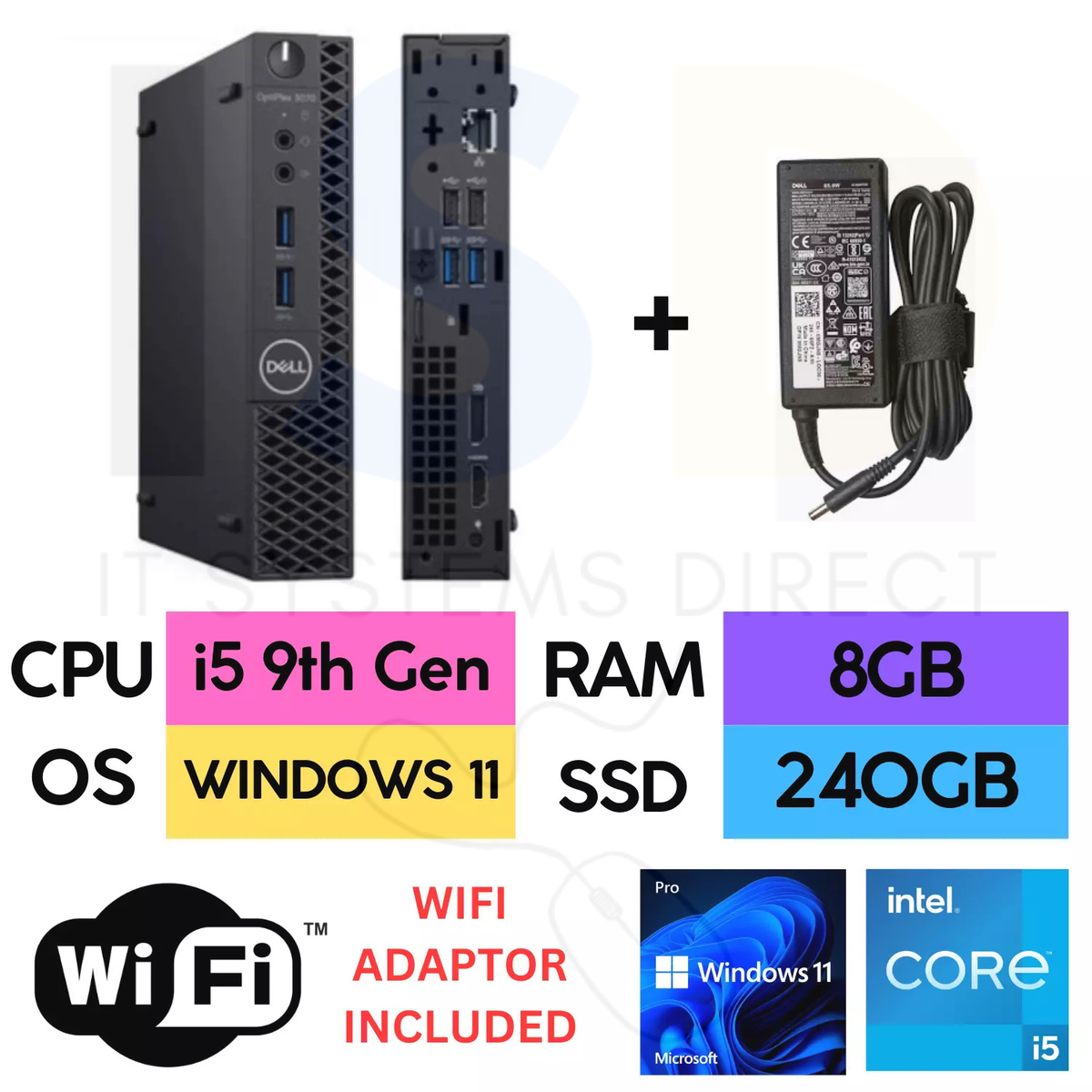 Dell Optiplex 3070 Micro i5 9th Gen Windows 11 8GB 256GB SSD